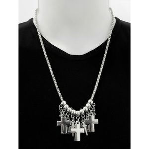 NEW Multi Crosses Necklace & Earrings Set in Silver Color